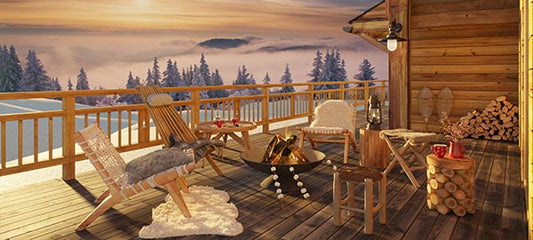 meuble de jardin extérieur terrasse chalet en hiver