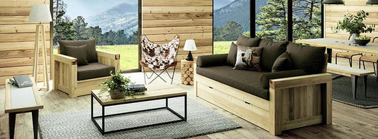 salon en bois naturel esprit montagne moderne