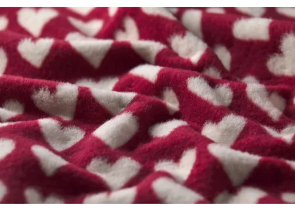 Plaid SAVONA 200x150 cm Coeurs rouges