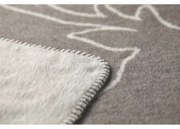 Plaid SAVONA 200x150 cm têtes de cerf linéaires beige