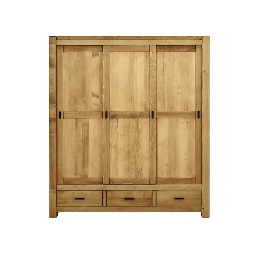 Armoire Dibona trois portes coulissantes en bois massif
