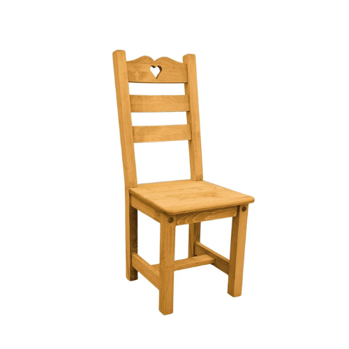 Chaise coeur en bois massif dossier haut incurvé