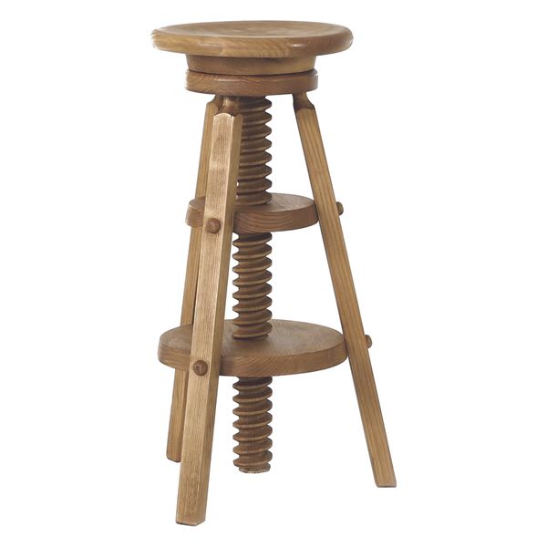 Tabouret de bar à vis réglable en pin massif ciré rustique - Région