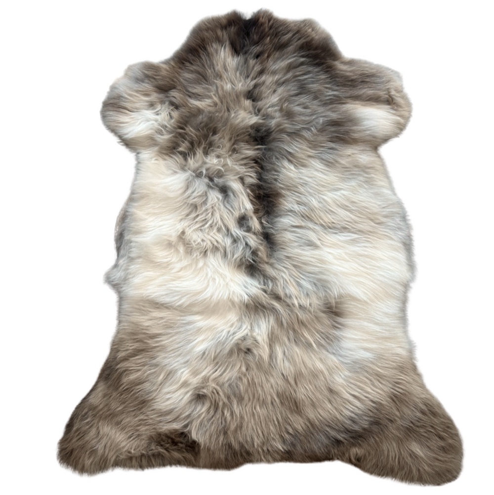 Peau de mouton blanche et marron