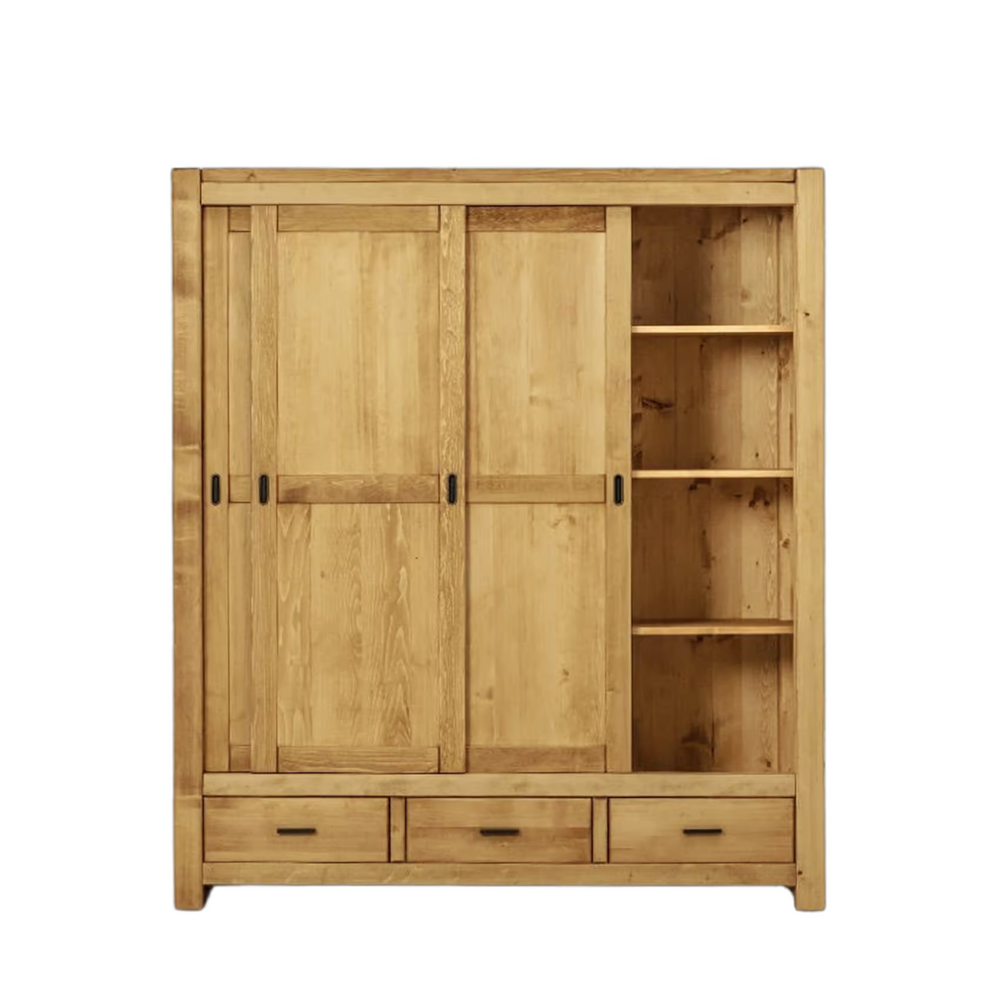 Armoire Dibona trois portes coulissantes en bois massif