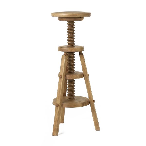 Tabouret de bar à vis réglable en pin massif ciré rustique - Région