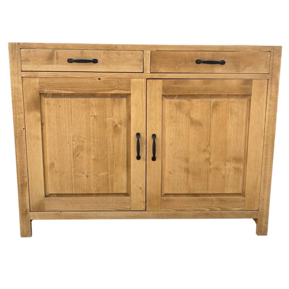 Meuble bas ARAVIS 120 cm deux tiroirs deux portes de rangement bois massif