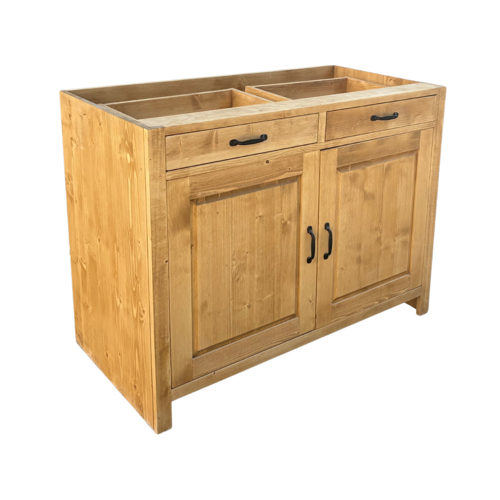 Meuble bas ARAVIS 120 cm deux tiroirs deux portes de rangement bois massif