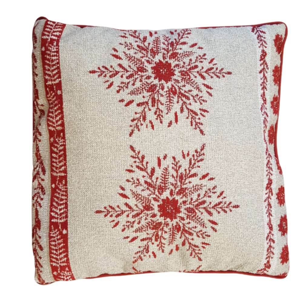 Coussin déhoussable 40 x 40 cm rouge GENEVOIS écru