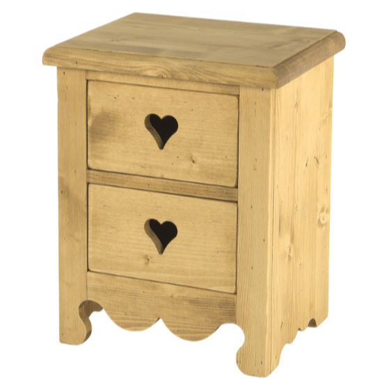 Table de chevet pin massif et coeur