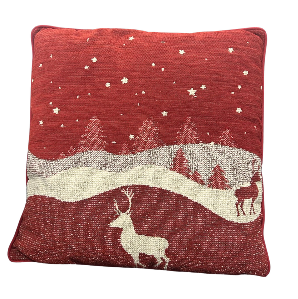 Coussin déhoussable 40 x 40 cm rouge SAVOYARD CERF
