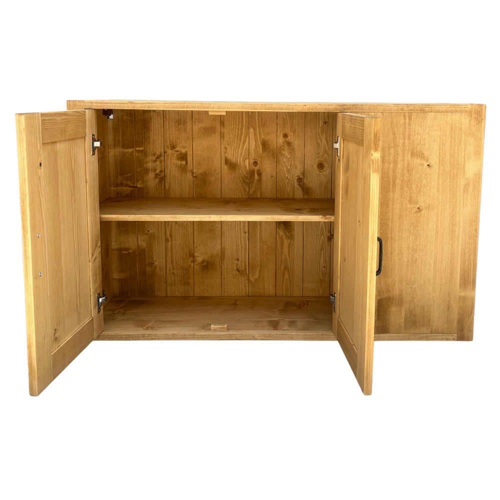 Meuble haut 120 cm d'angle à droite avec deux portes ARAVIS bois massif