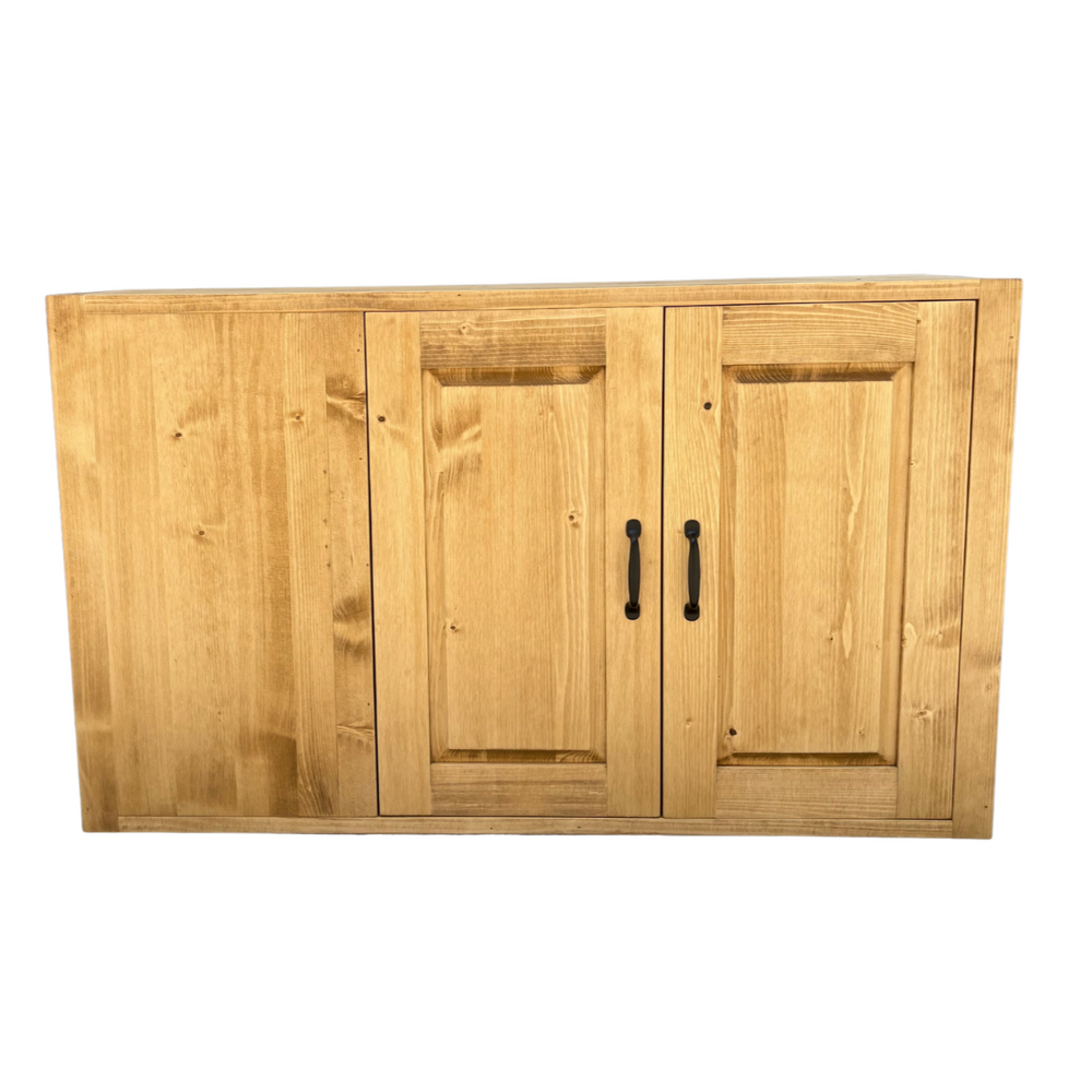 Meuble haut 120 cm d'angle à gauche avec deux portes ARAVIS bois massif