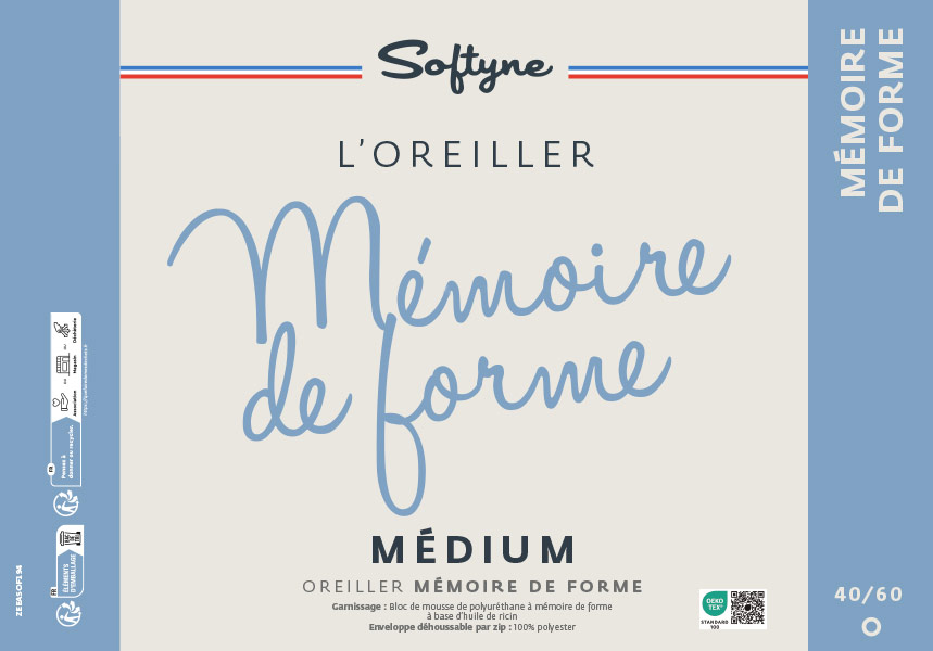 Oreiller Softyne Mémoire de forme 40x60