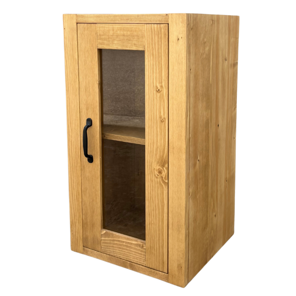 Meuble haut 40 cm une porte vitré ARAVIS ouverture à droite bois massif