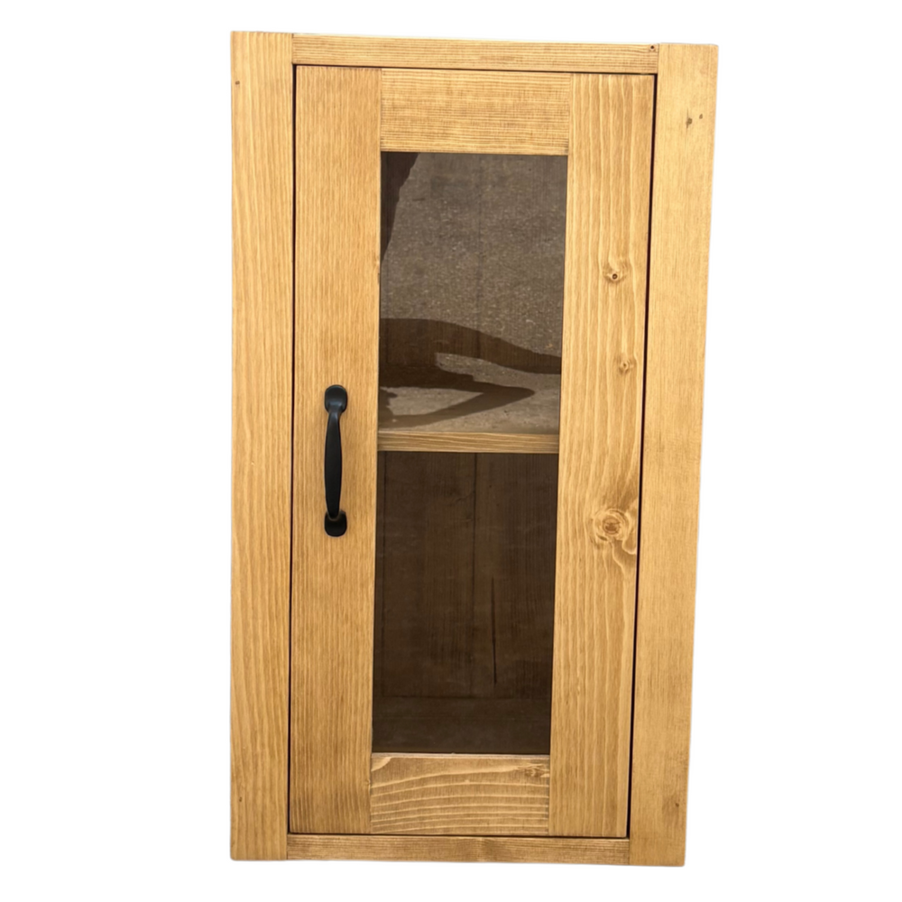 Meuble haut 40 cm une porte vitré ARAVIS ouverture à droite bois massif