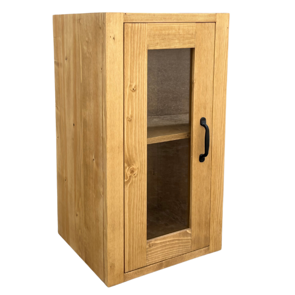 Meuble haut 40 cm une porte vitré ARAVIS ouverture à gauche bois massif