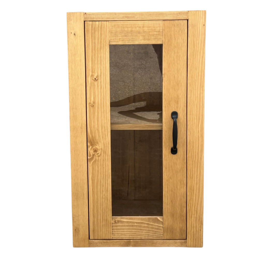 Meuble haut 40 cm une porte vitré ARAVIS ouverture à gauche bois massif