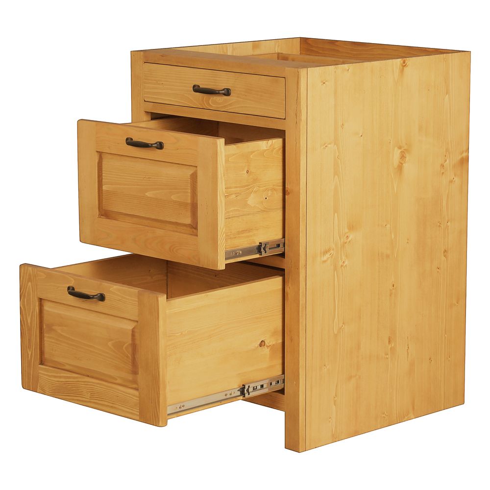 Meuble bas pin massif 60 cm 3 tiroirs ARAVIS