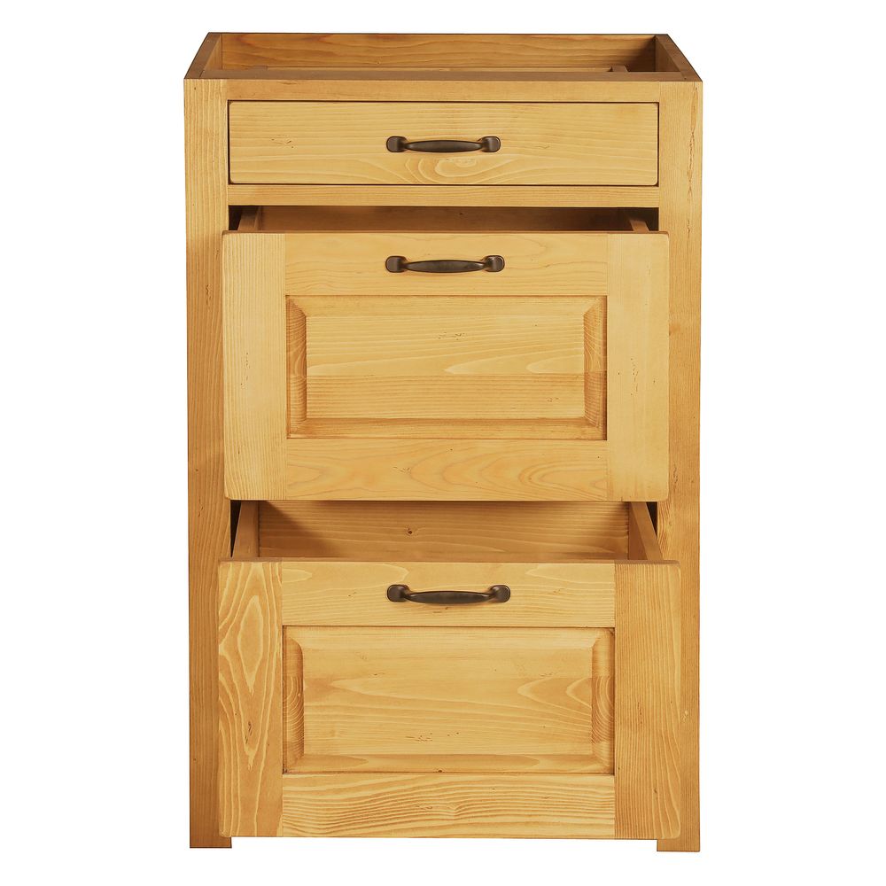 Meuble bas pin massif 60 cm 3 tiroirs ARAVIS
