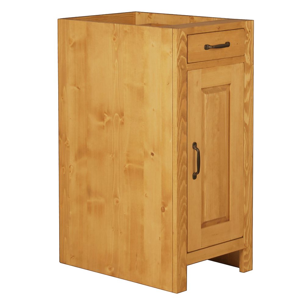 Meuble bas pin massif 40 cm 1 porte ouverture à droite 1 tiroir Aravis