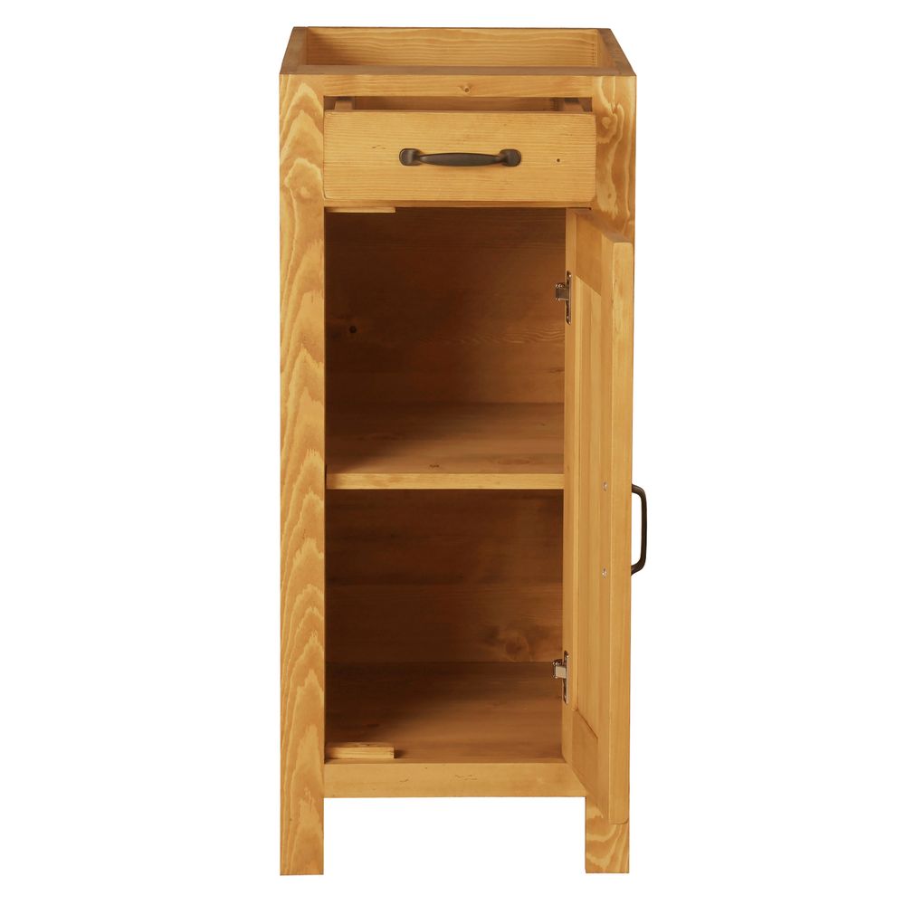 Meuble bas pin massif 40 cm 1 porte ouverture à droite 1 tiroir Aravis