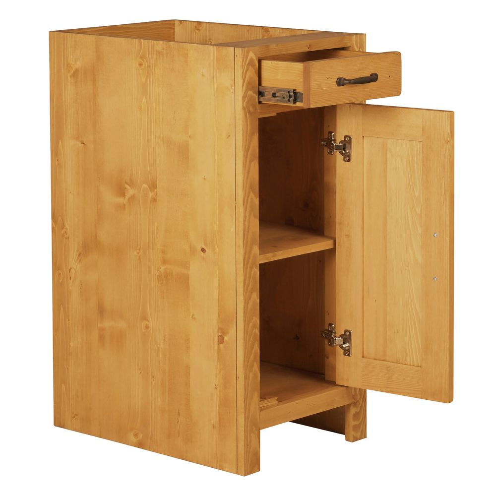 Meuble bas pin massif 40 cm 1 porte ouverture à droite 1 tiroir Aravis