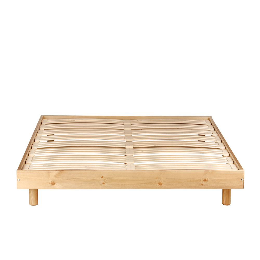 Cadre de lit rustique 140 x 190 cm en pin massif Avoriaz