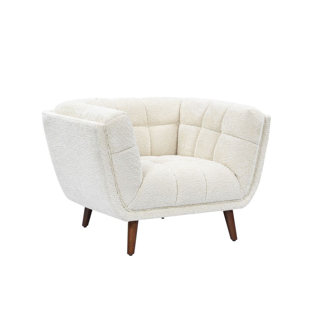 Fauteuil en tissu effet bouclette écru