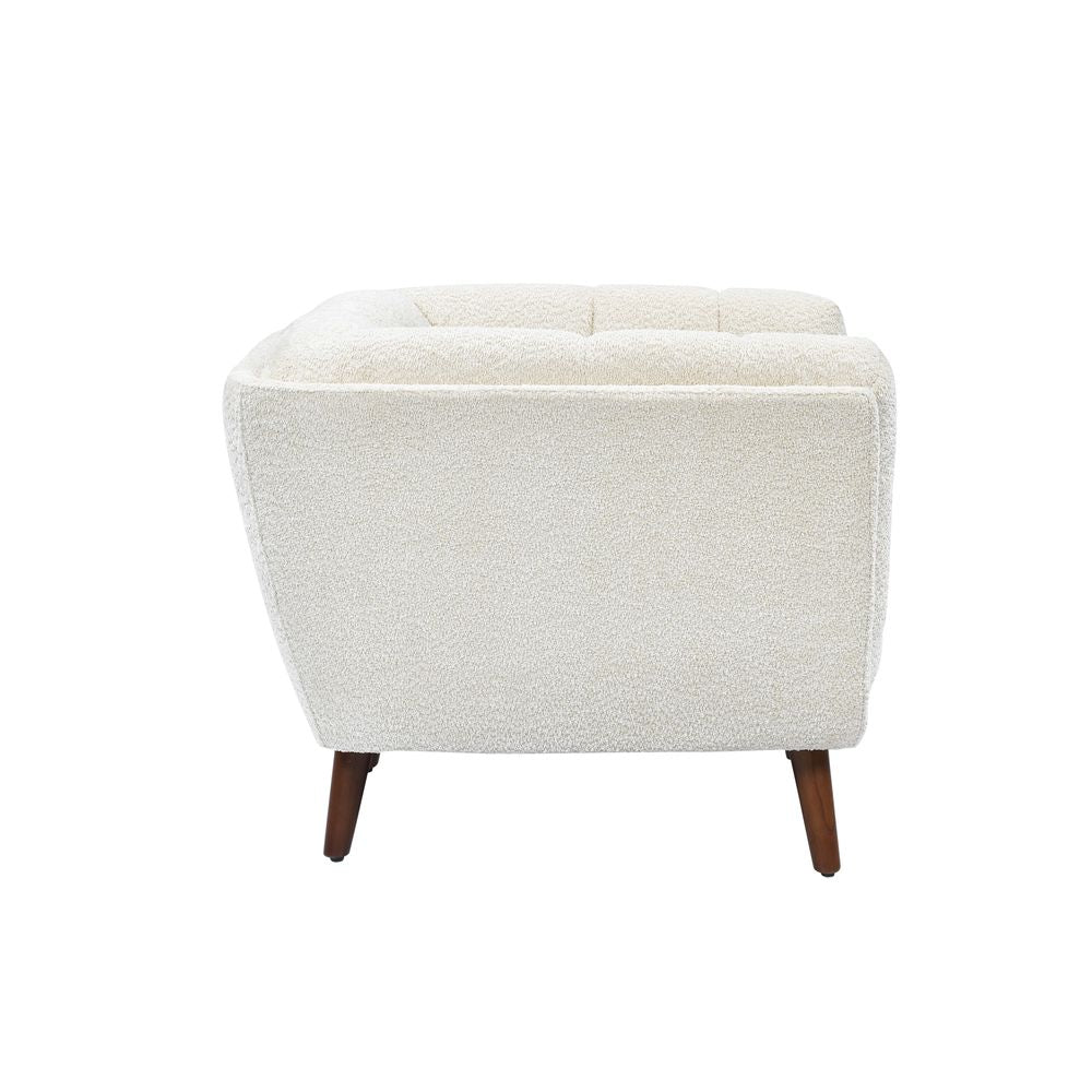 Fauteuil en tissu effet bouclette écru