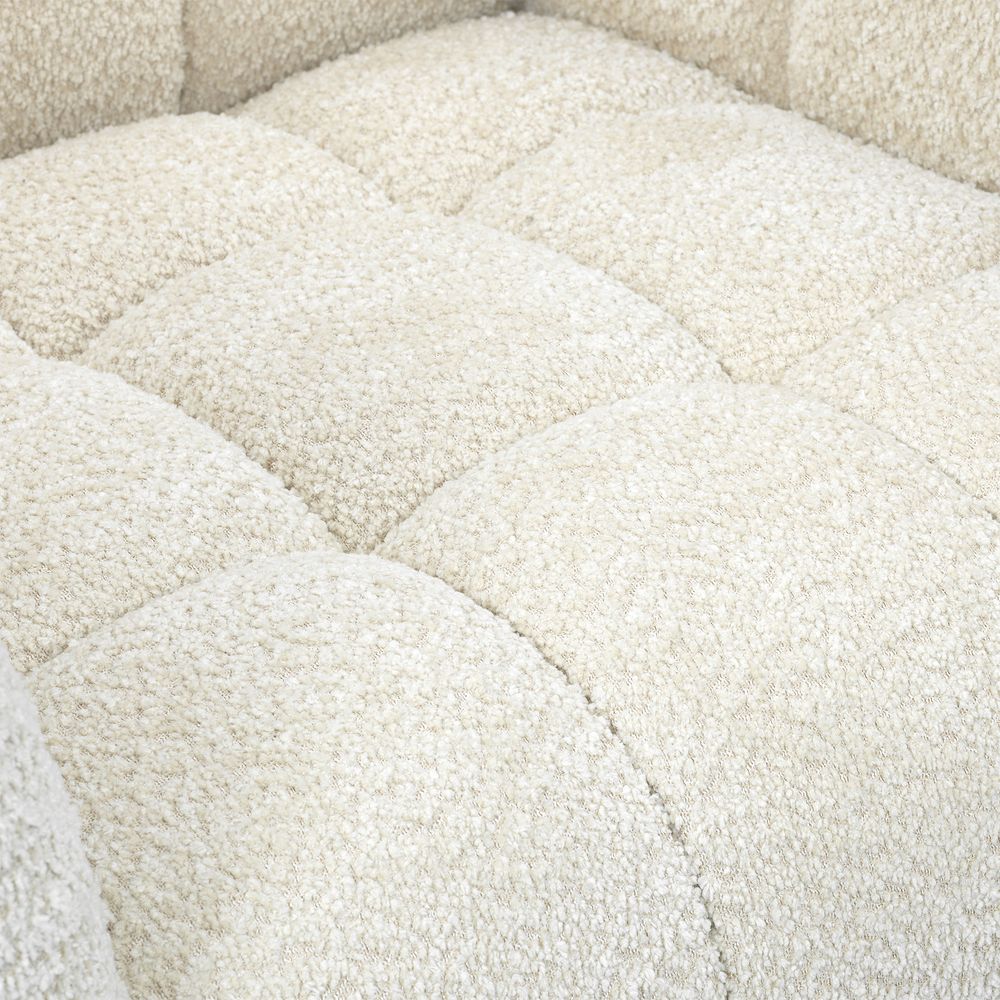 Fauteuil en tissu effet bouclette écru