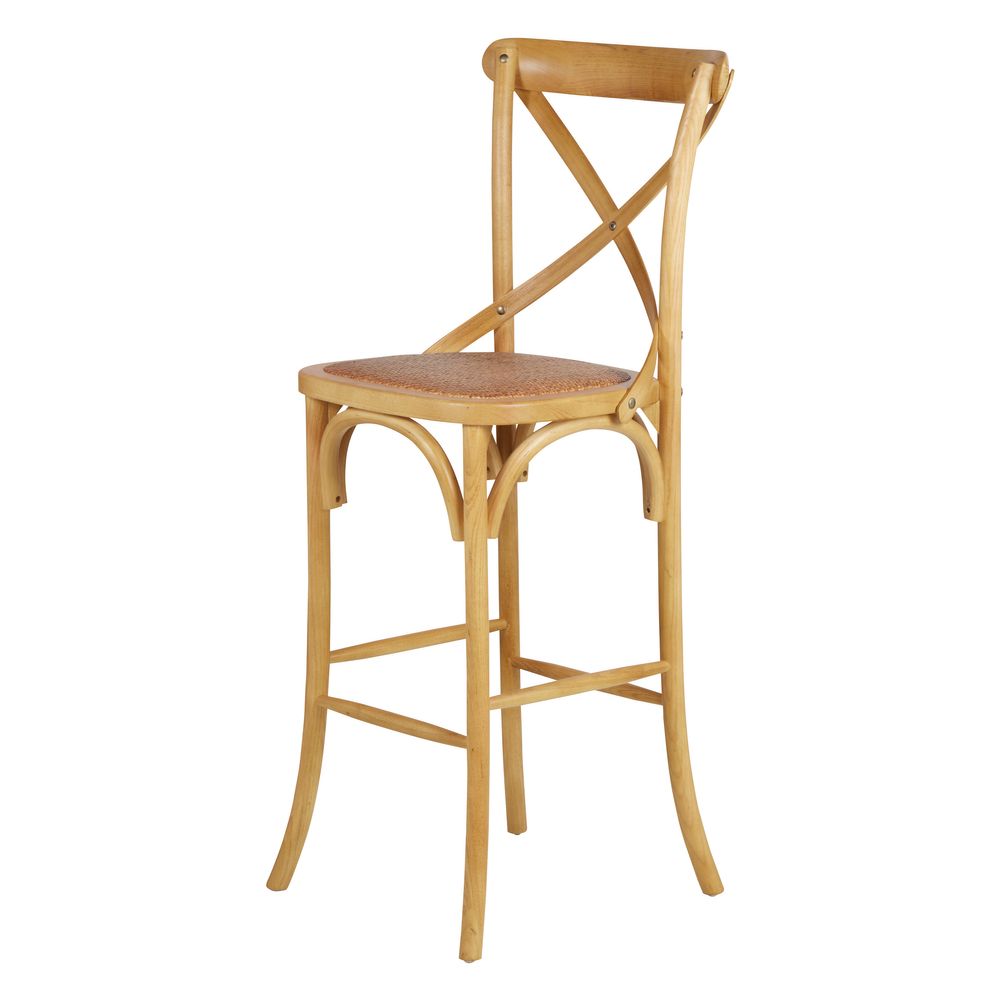 Chaise de bar bistrot rotin et bois d'orme