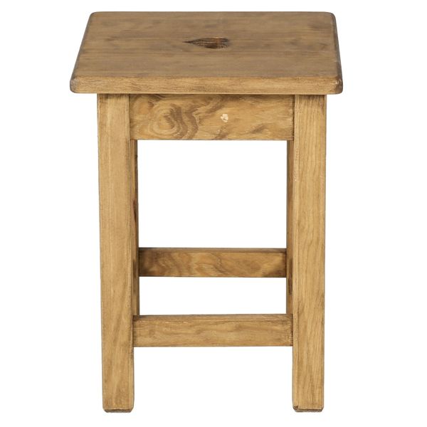 Tabouret en bois carré en pin massif cire teinté - Région