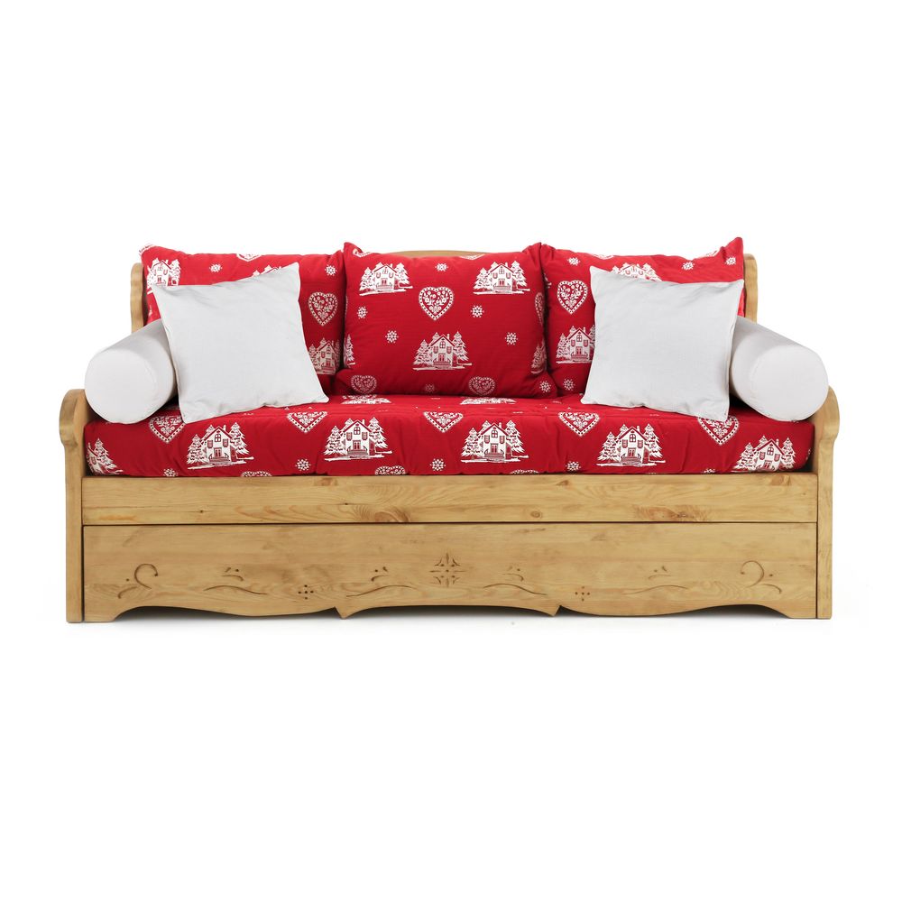 Housse pour canapé convertible gigogne 3 places Dahu Courchevel rouge