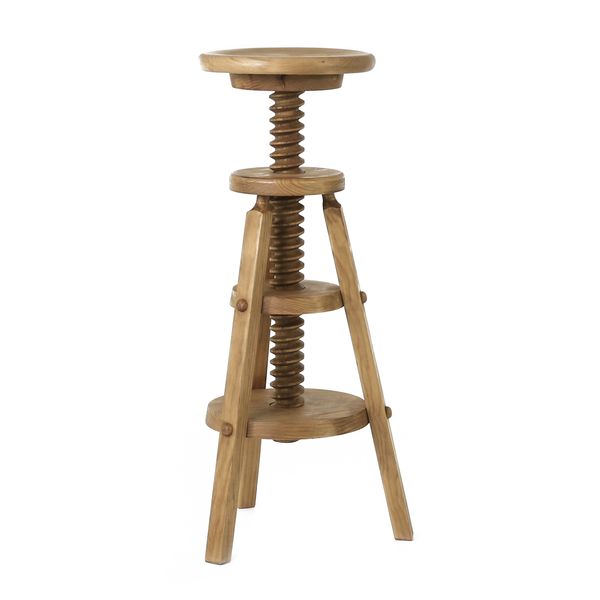Tabouret de bar à vis réglable en pin massif ciré rustique - Région