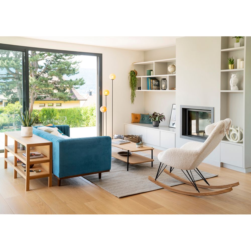 Fauteuil effet laine bouclette blanc