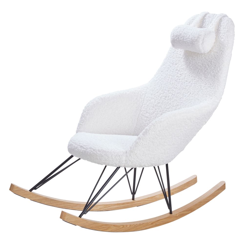 Fauteuil effet laine bouclette blanc