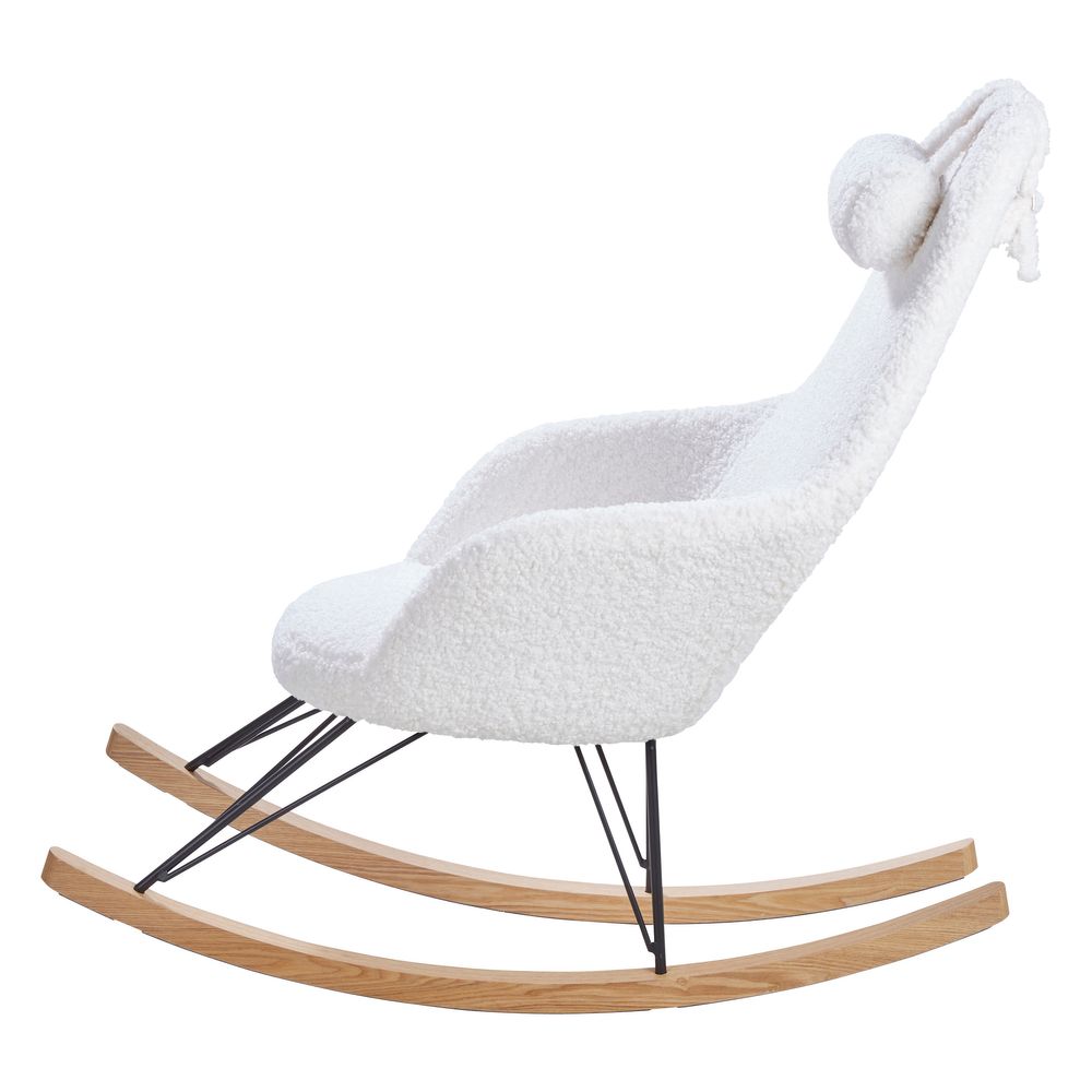 Fauteuil effet laine bouclette blanc
