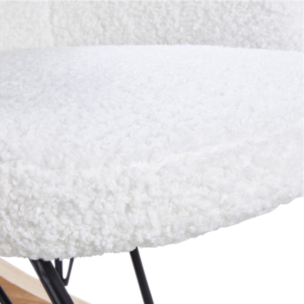 Fauteuil effet laine bouclette blanc