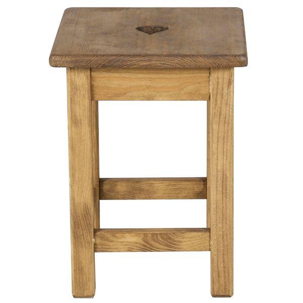 Tabouret en bois carré en pin massif cire teinté - Région