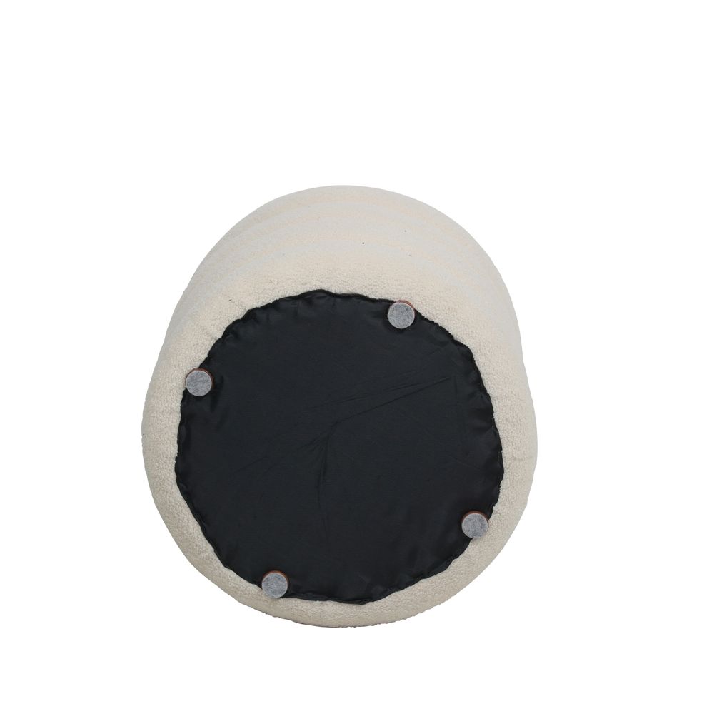 Pouf tissu effet laine bouclette beige