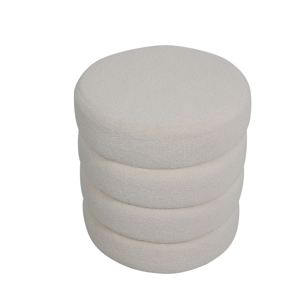 Pouf tissu effet laine bouclette beige