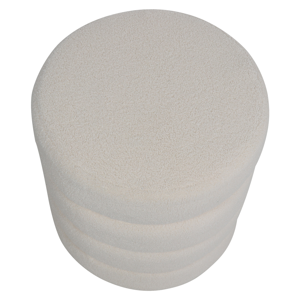 Pouf tissu effet laine bouclette beige