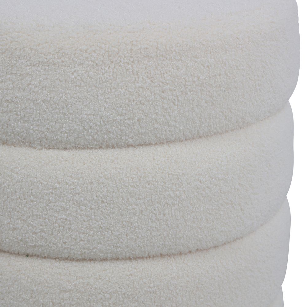 Pouf tissu effet laine bouclette beige
