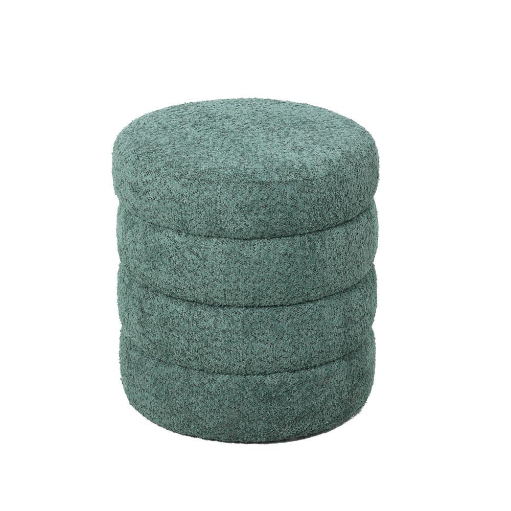 Pouf tissu effet fourrure rase vert émeraude