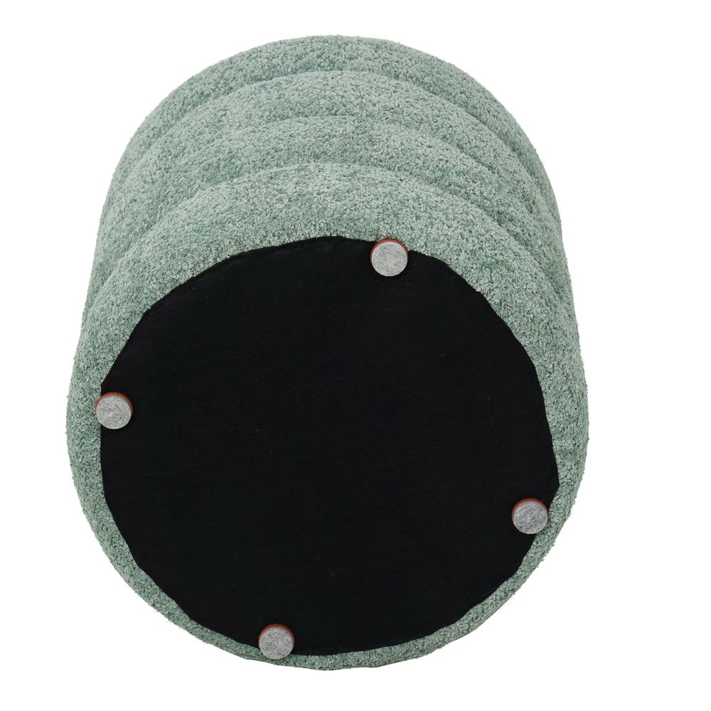 Pouf tissu effet fourrure rase vert d'eau