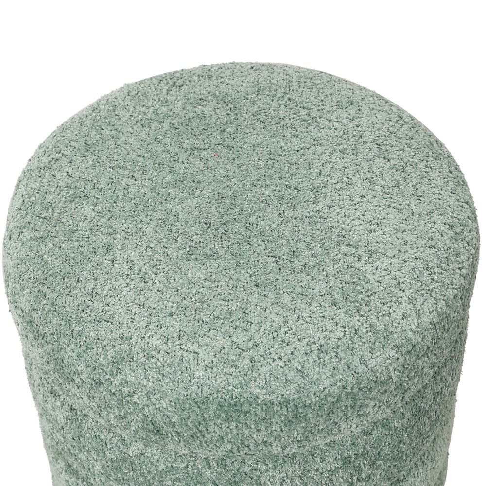 Pouf tissu effet fourrure rase vert d'eau