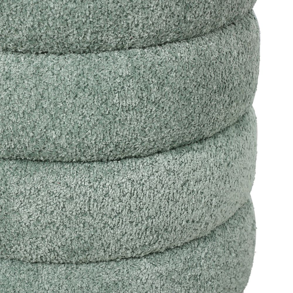 Pouf tissu effet fourrure rase vert d'eau