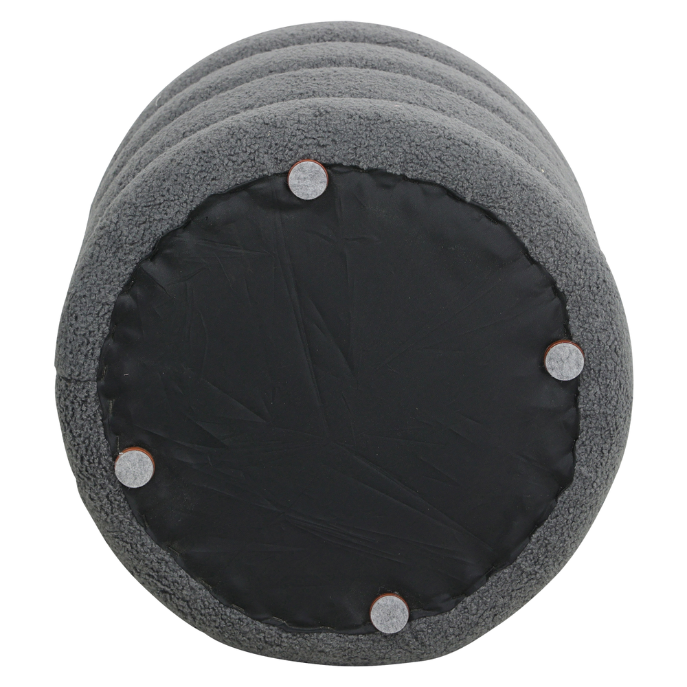 Pouf tissu effet laine bouclette gris bleu