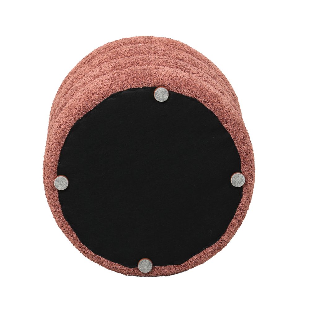Pouf tissu effet fourrure rase vieux rose
